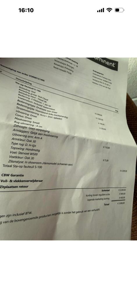 Prominent sta op relax stoel met alle extra opties (accu), Ophalen of Verzenden, Nieuw, Stof, Outlet IJsselstein altijd 100 stoelen direct leverbaar