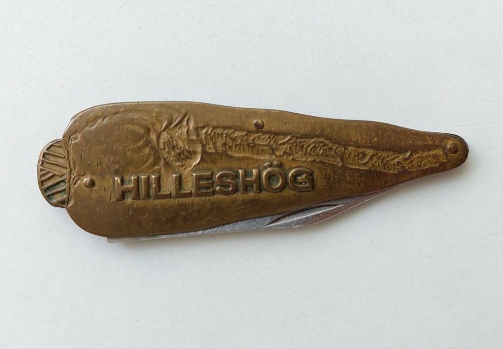 Oud zakmes met reclame voor Hilleshög suikerbietenverwerker., Verzenden