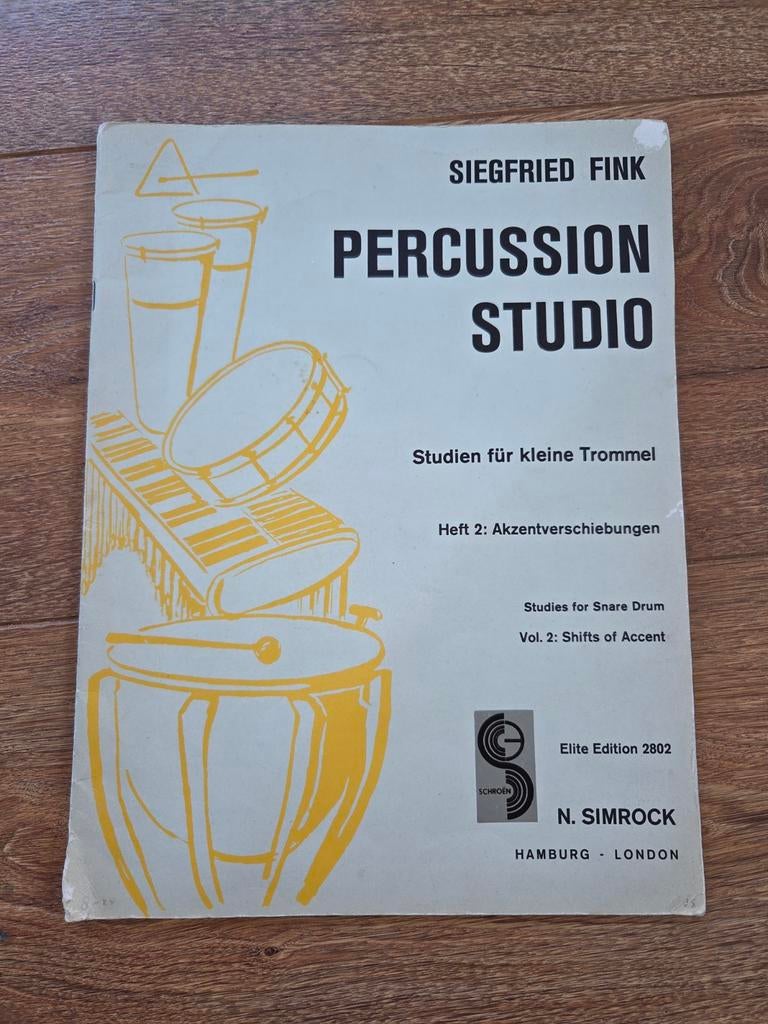 Muziekboek drum  Percussion Studio - Studies for Snare Drum, Ophalen of Verzenden, Gebruikt, Les of Cursus, Klassiek