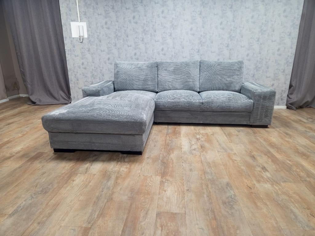 ZGAN Grijze RIBSTOF hoekbank, Info@banxtel.nl, 3194DC, Ribstof Hoekbank, Hoekbank