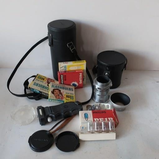 Fotografie vintage retro kokers flitslampjes etc PARTIJPRIJS, Audio, Tv en Foto, Fotocamera's Analoog, Ophalen of Verzenden, Gebruikt