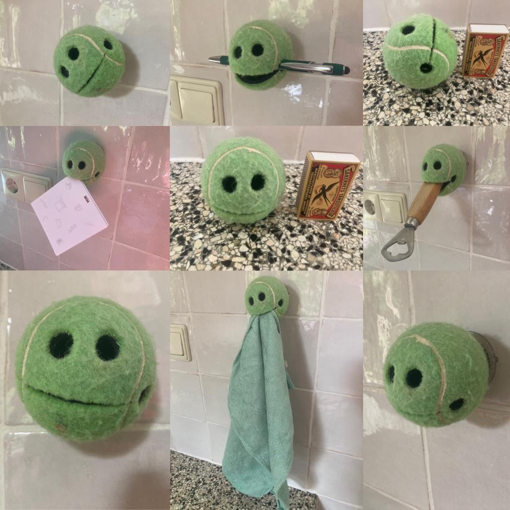 Funny groene tennisbal kermit raar keukenhaakje vaatdoek, Ophalen of Verzenden, Zo goed als nieuw