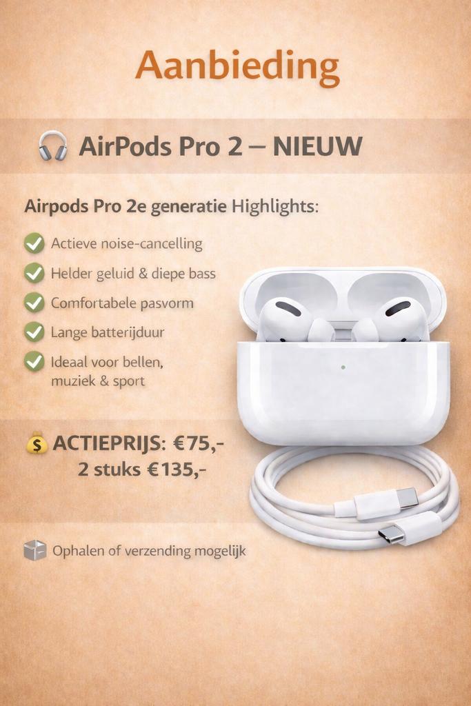 Apple AirPods Pro (2e Generatie) met USB-C oplaadcase, Verzenden, Nieuw, Overige merken, Draadloos