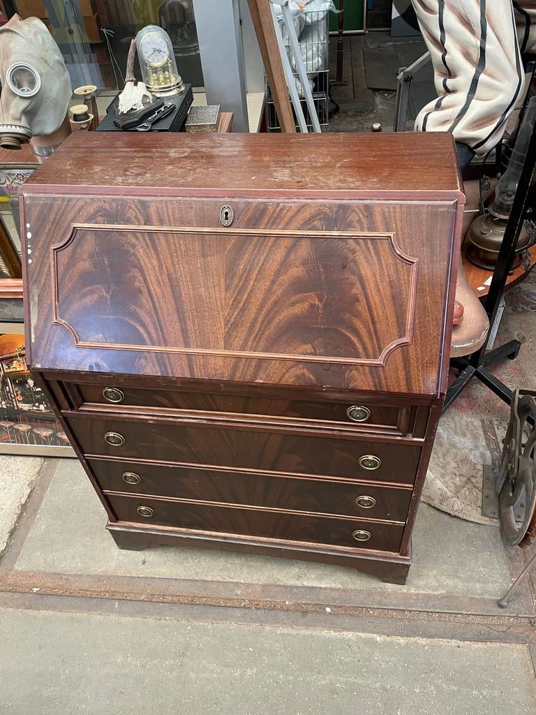 Karaktervolle Engelse Secretaire van Mahoniehout, Minder dan 50 cm, X, 75 cm of meer, 100 tot 150 cm