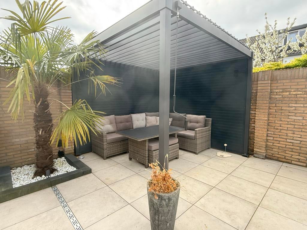 Moderne Pergola 3x3m met verstelbaar lamellendak, Ophalen of Verzenden, Zo goed als nieuw, Tuinpaviljoen