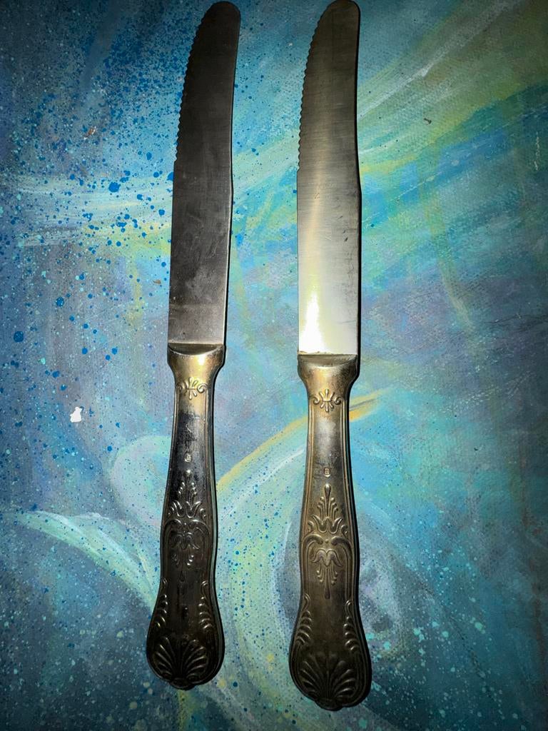 Zilveren Vintage Super Inox Messen met Sierlijke Handvatten, Ophalen of Verzenden