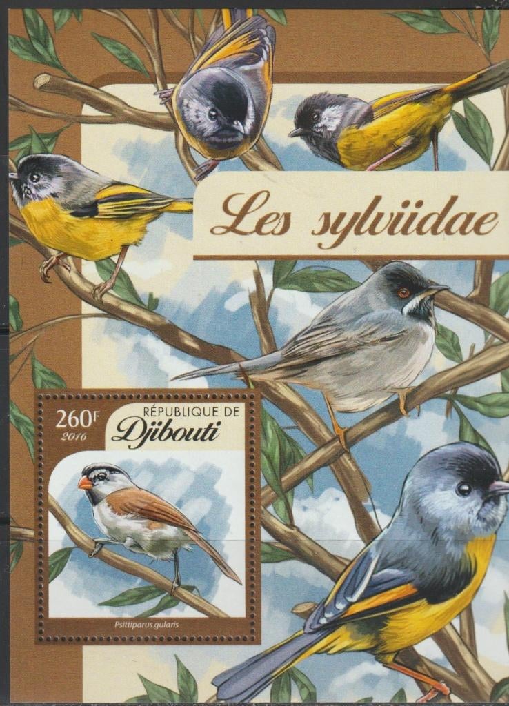 VOGELS = ZANGVOGELS = Mooi bl. v DJIBOUTI-GB-11B, Verzenden, Postfris, Dier of Natuur