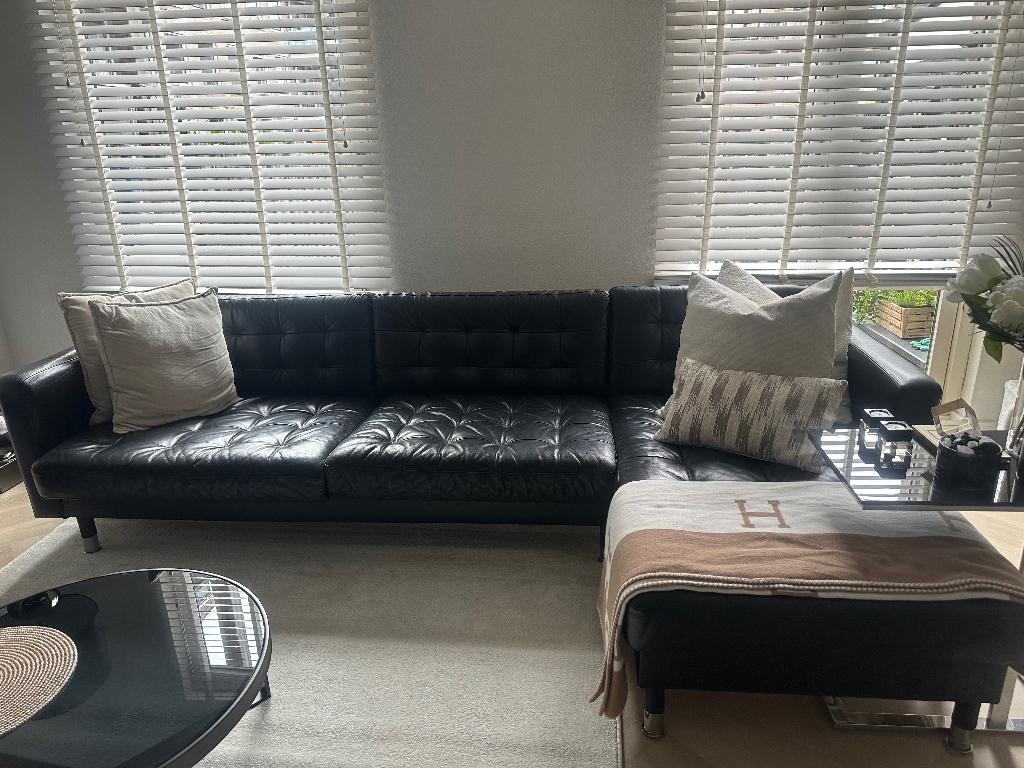 Ikea banken Landskrona Grann/Bomstad zwart/metaal, Ophalen, Gebruikt, Overige maten, 75 tot 100 cm