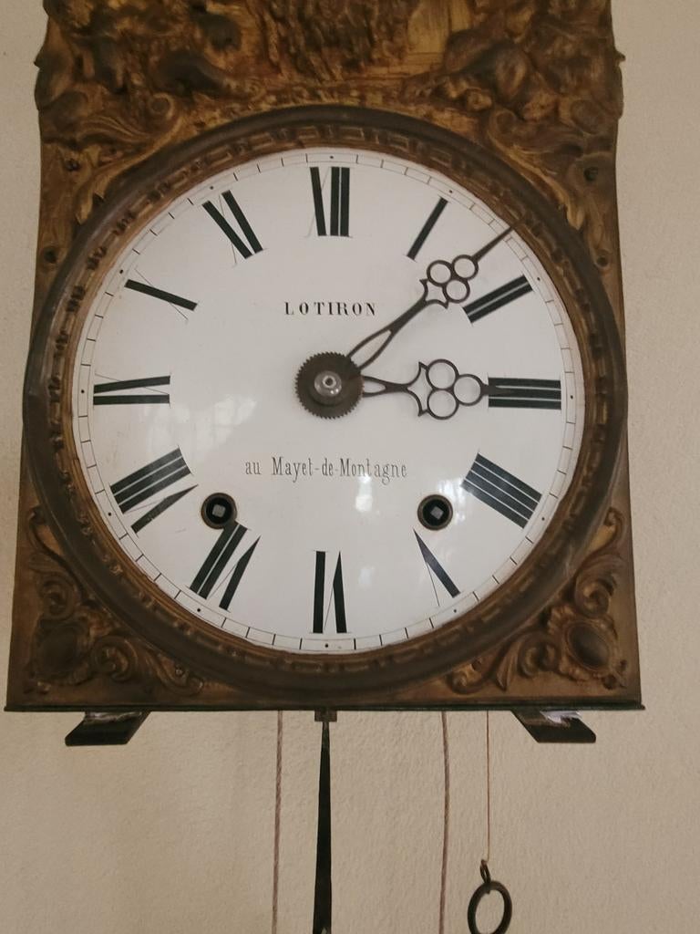 Antieke Franse Comtoise Wandklok met Slinger - LOTIRON, Antiek en Kunst, Antiek | Klokken, Ophalen
