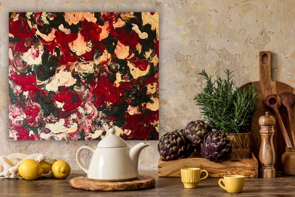 Abstract schilderij  “Roses” acryl op linnen, Ophalen of Verzenden