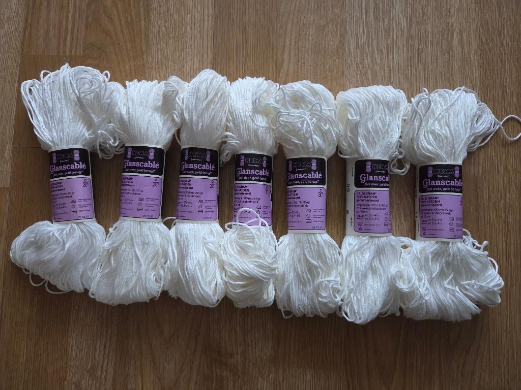 7 bollen 100% katoen, wit, NIEUW, Hobby en Vrije tijd, Breien en Haken, Ophalen of Verzenden, Zo goed als nieuw, Breien of Haken