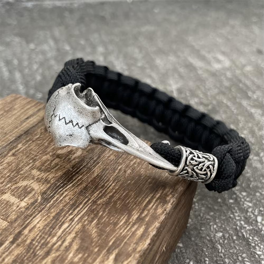 Zwarte Raven Schedel Paracord Heren En Dames Armband, Verzenden, Nieuw, Zwart
