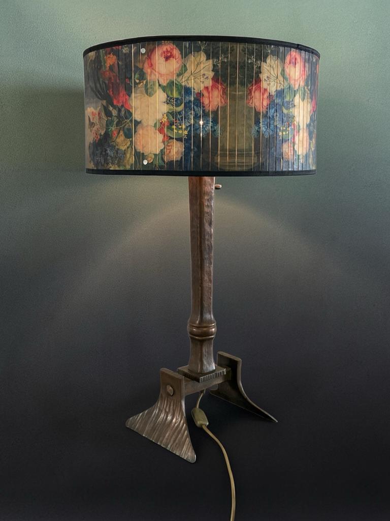 Brutalist Tafel/Vloerlamp Brons Gepatineerd Metaal, Ophalen of Verzenden