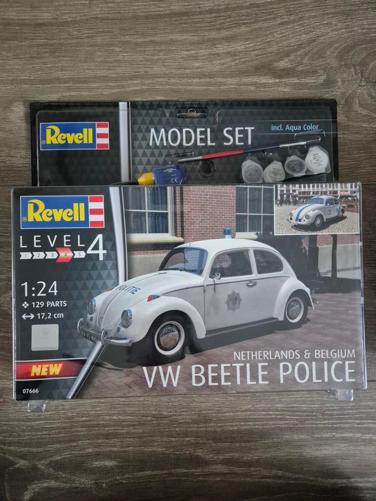 Revell 07666 VW Beetle police + verf & lijm, Hobby en Vrije tijd, Modelbouw | Auto's en Voertuigen, Auto, Revell, Groter dan 1:32