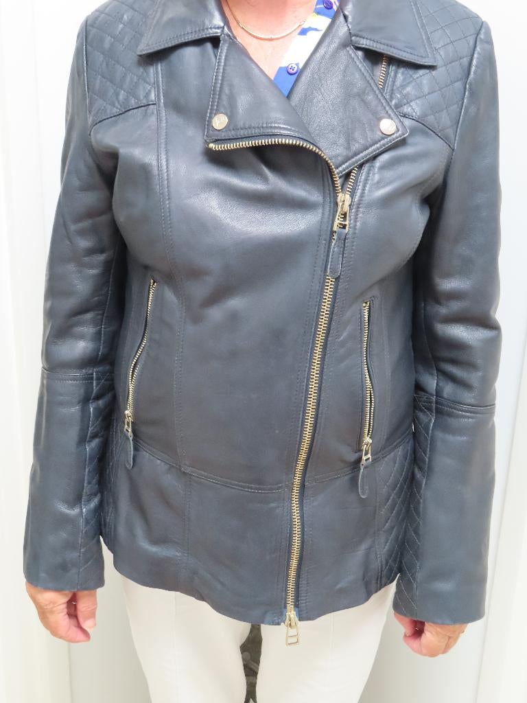 leren damesjas, Kleding | Dames, Ophalen of Verzenden, Zo goed als nieuw, Maat 38/40 (M), Blauw