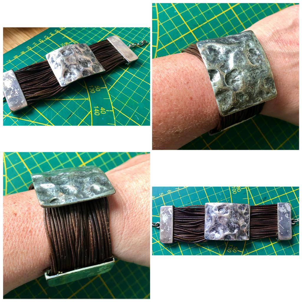 Leren armband vikingstyle Larp, Bruin, Leer, Ophalen of Verzenden, Zo goed als nieuw