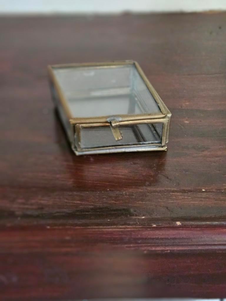 Vintage glazen sieradendoosje, Ophalen of Verzenden