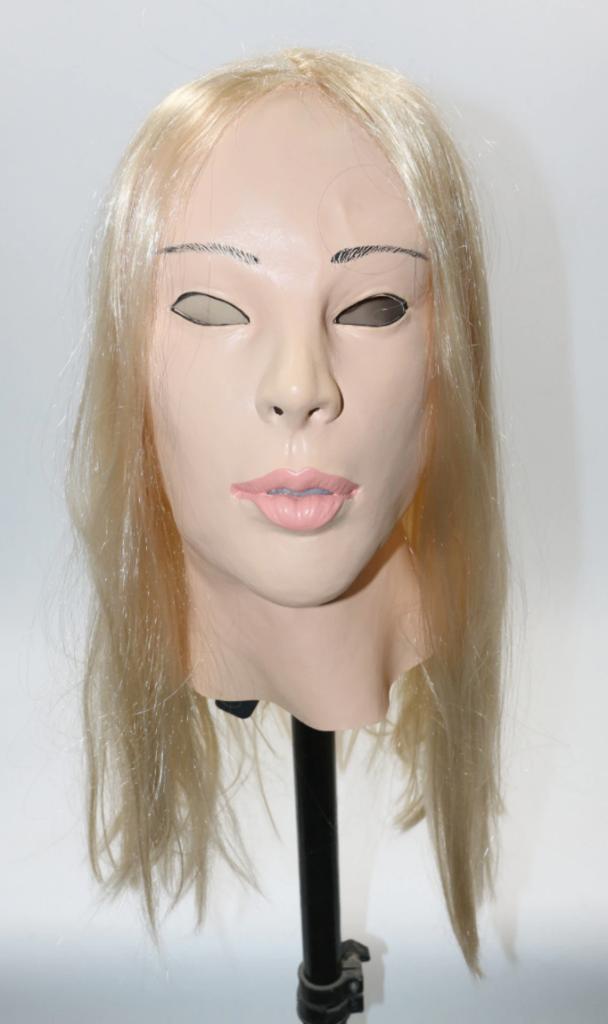 Vrouwen Masker Met Blonde Pruik Vrouw Hoofd Gezicht Latex, Verzenden, Nieuw, Overige