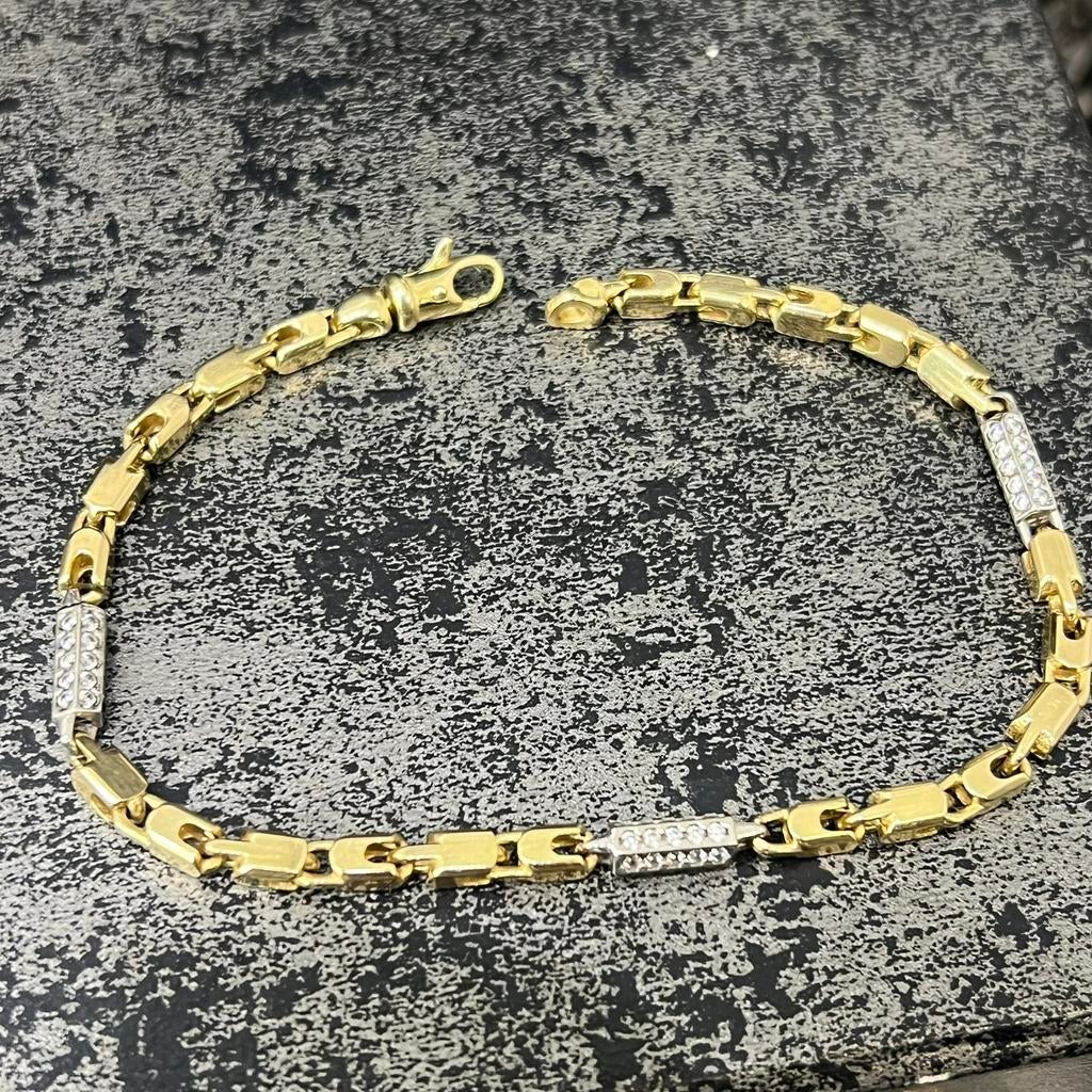 14 karaat gouden armband massief monte carlo schakel, Ophalen of Verzenden, Zo goed als nieuw, Goud
