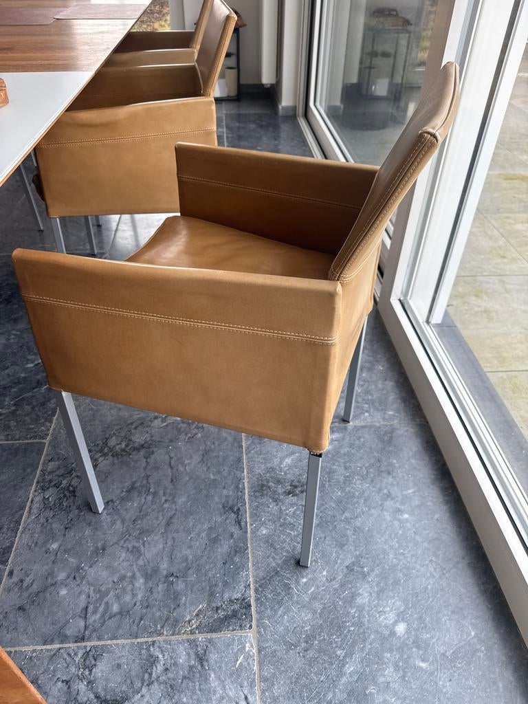 Set van 6 cognac lederen KFF stoelen -Prachtige staat!, Huis en Inrichting, Ophalen, Gebruikt