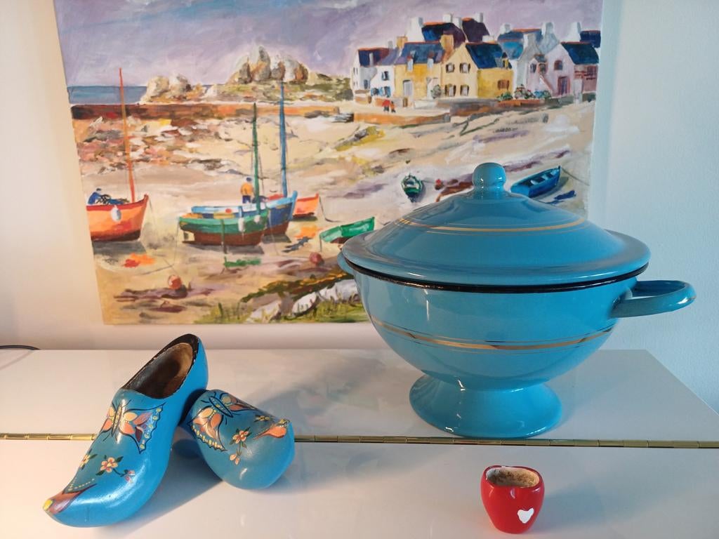 Blauwe Terrine met Goudbies, Ophalen of Verzenden