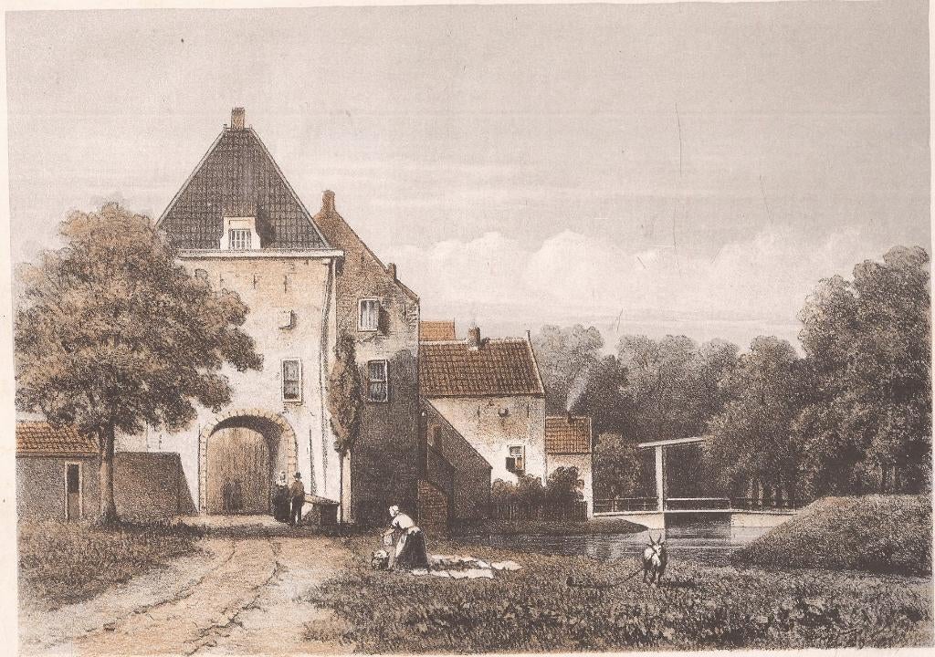 Schoonhoven. Gezicht op Stadspoort Litho Mieling 1863, Ophalen of Verzenden
