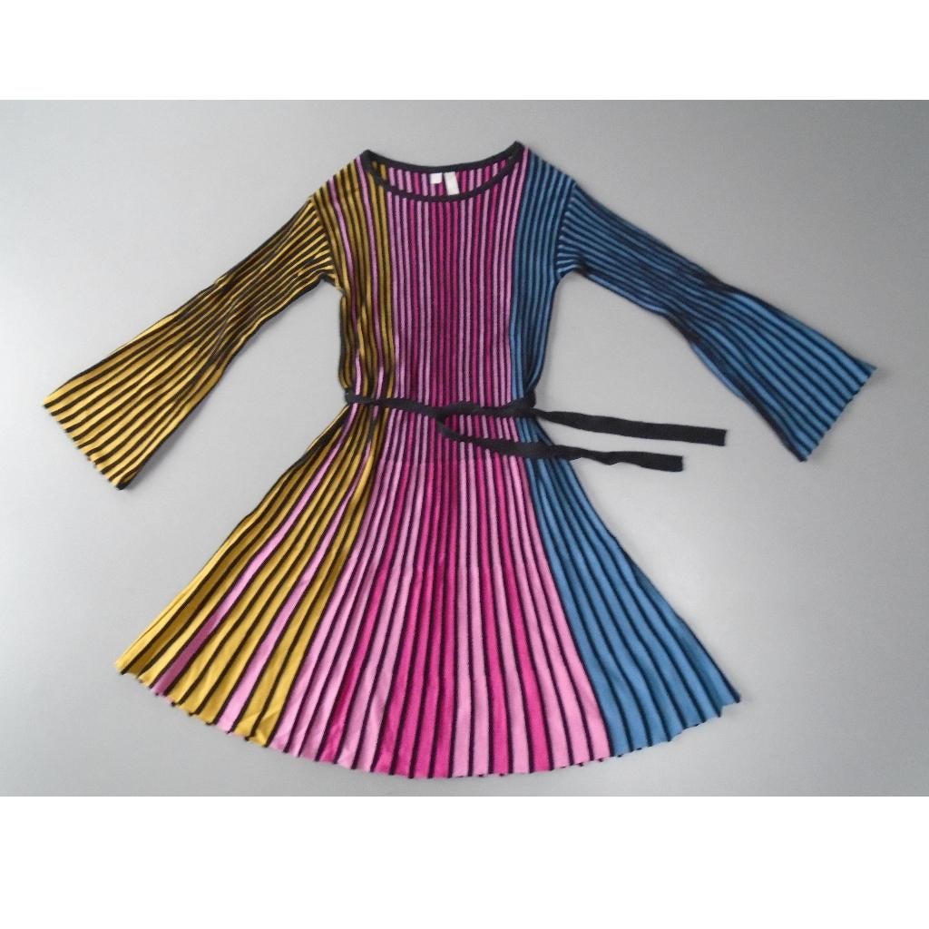 Jurk lange mouwen zwart geel roze blauw maat 34/36 XS/S, Overige kleuren, Verzenden, Maat 36 (S), Gedragen