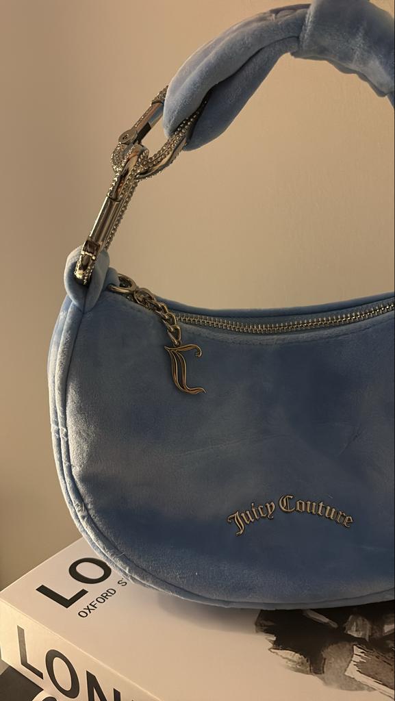 Juicy Couture Y2K Velvet Tas, Ophalen of Verzenden, Gebruikt, Blauw, Handtas