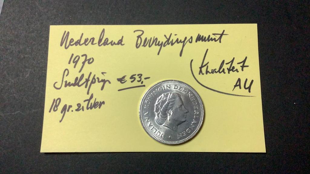 10 gulden zilver Herdenkingsmunt. Nederland herrijst. 1970, Ophalen of Verzenden, Koningin Juliana, 10 gulden, Zilver