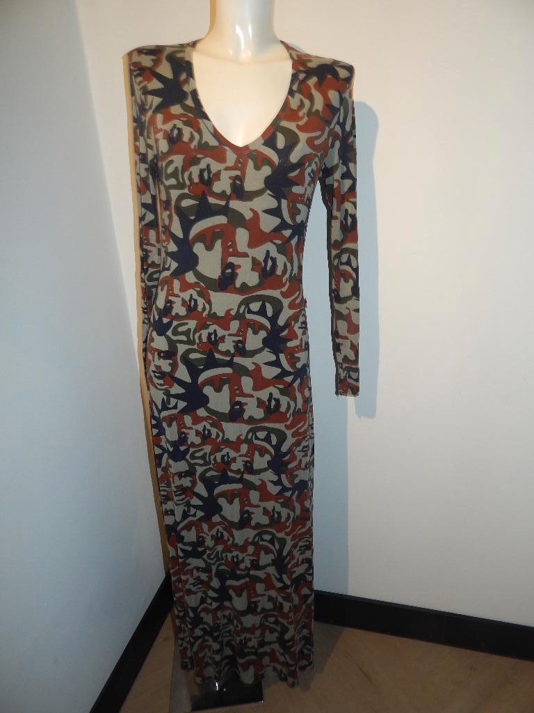 Jean paul gaultier vintage maxi dress aparte camo print L, Maat 38/40 (M), Overige kleuren, Jean paul gaultier, Ophalen of Verzenden