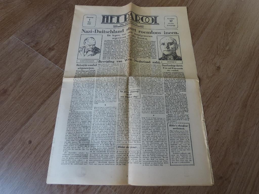Katern Het Parool, 4 nummers (97 -100) mei 1945 bevrijding, Verzenden, Overige soorten, Nederland, Boek of Tijdschrift