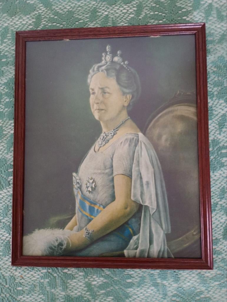 Portret van Koningin Wilhelmina in lijst, Antiek en Kunst, Kunst | Schilderijen | Klassiek, Ophalen of Verzenden