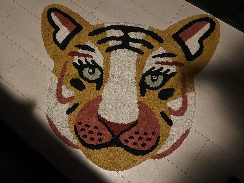 Handgemaakt Tijger Vloerkleed - 85-100 cm, Ophalen of Verzenden, Gebruikt