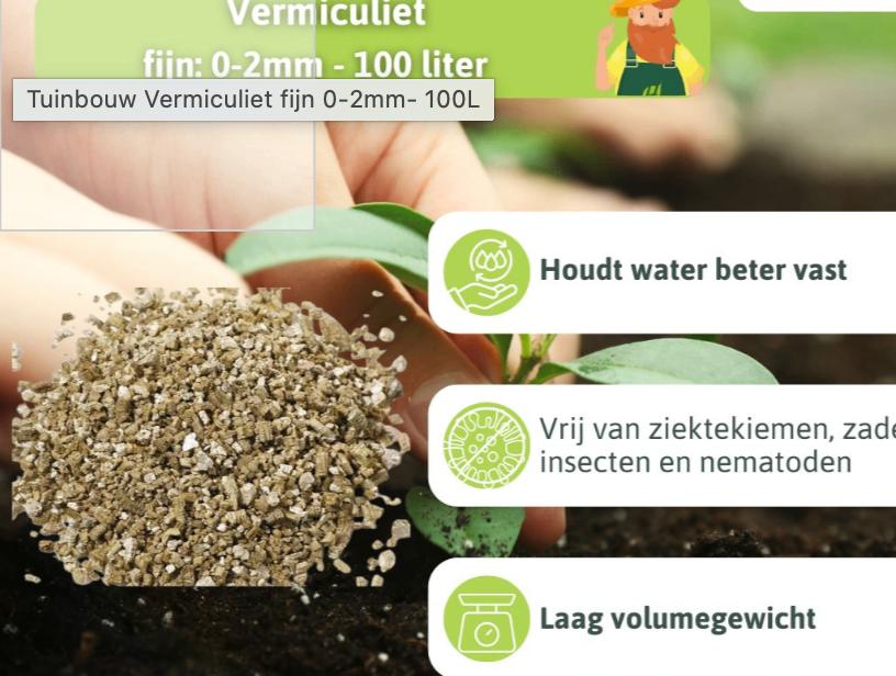 Tuinbouw Vermiculiet - fijn 0-2mm - 100 Liter, Tuin en Terras, Ophalen of Verzenden, Vermiculiet