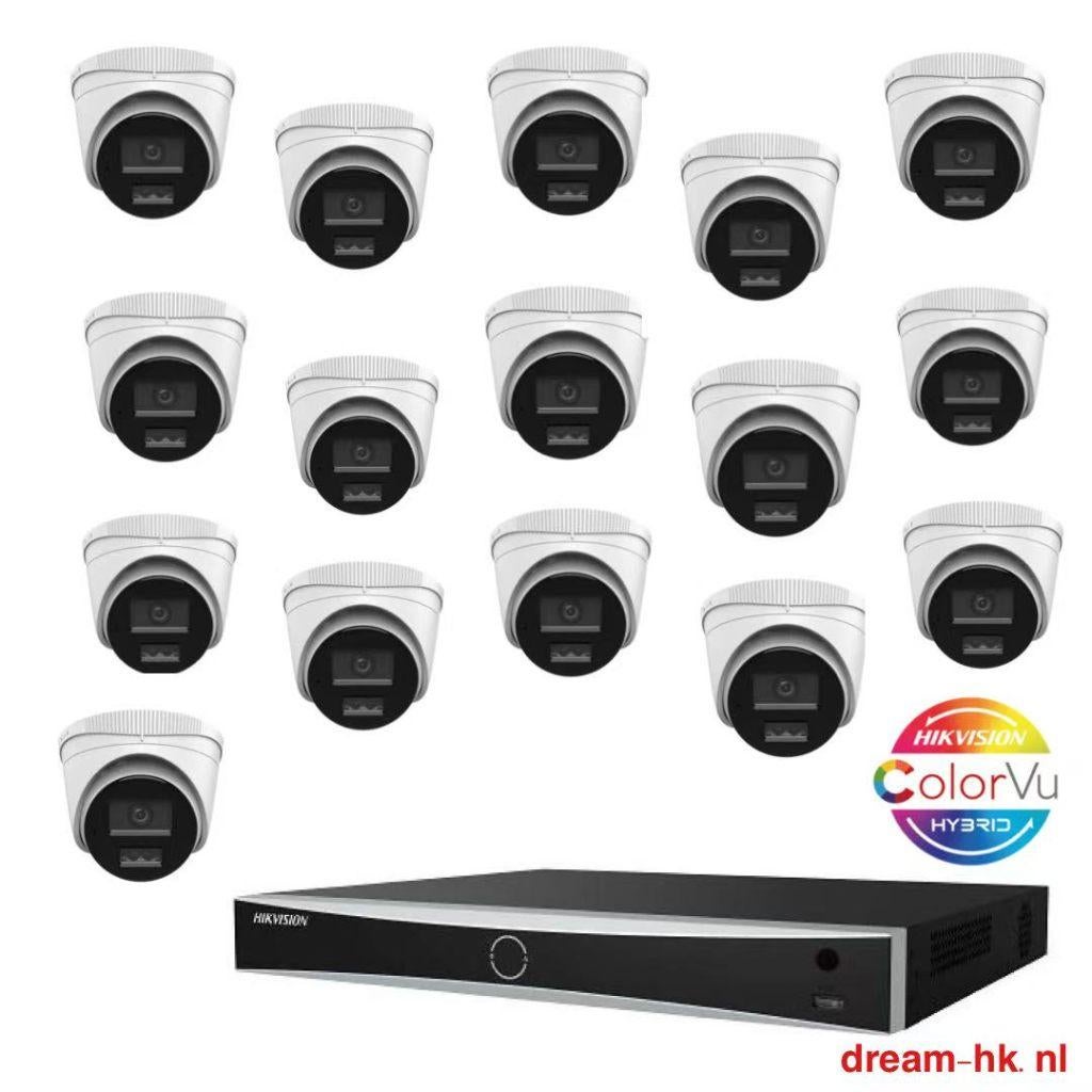 8MP Hikvision Hybrid ColorVu IP PoE set/NVR+16x camera's, Ophalen of Verzenden, Nieuw