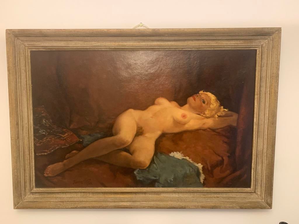 Schilderij Harry Maas vroeg werk 1938 vrouwelijk naakt., Antiek en Kunst, Kunst | Schilderijen | Klassiek, Ophalen of Verzenden