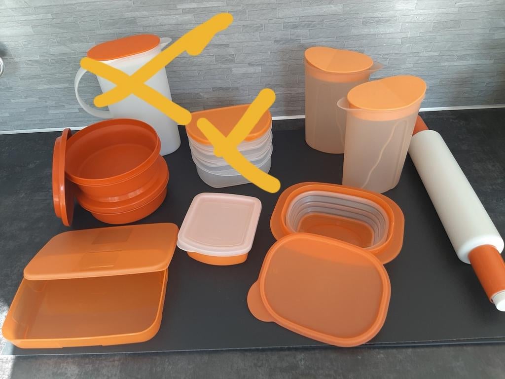 Tupperware verschillende items lees beschrijving oranje p.st, Ophalen of Verzenden, Gebruikt, Oranje, Schaal