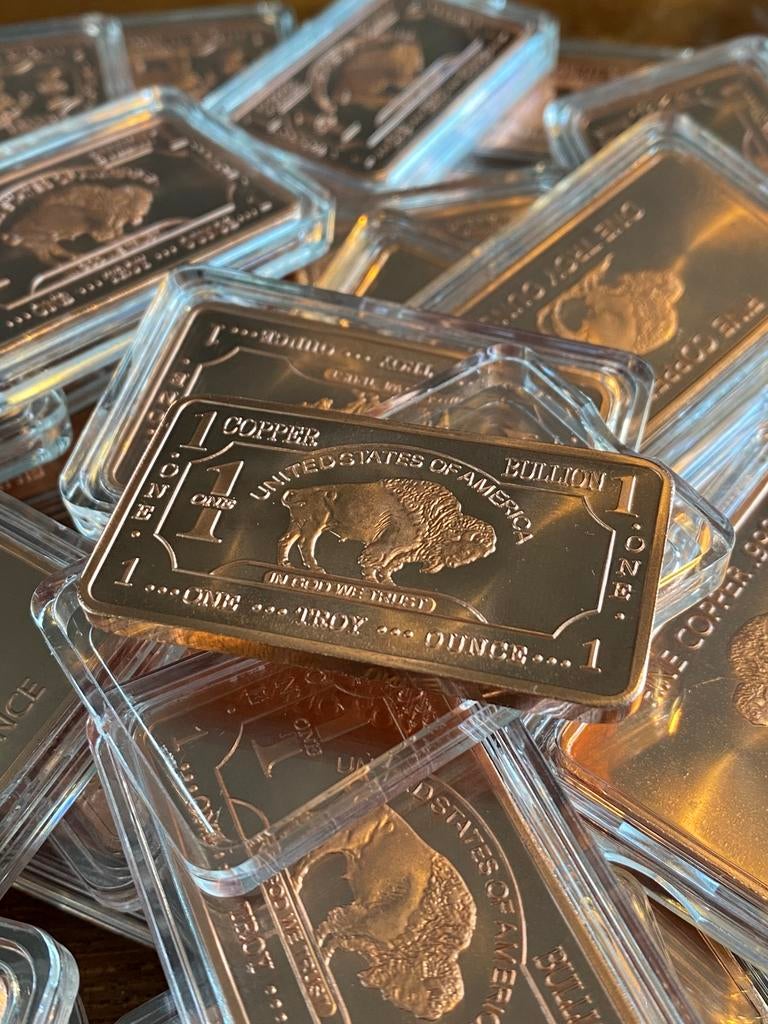 BULK DEAL 50x 1oz Buffalo koperbaar, Ophalen of Verzenden, Koper