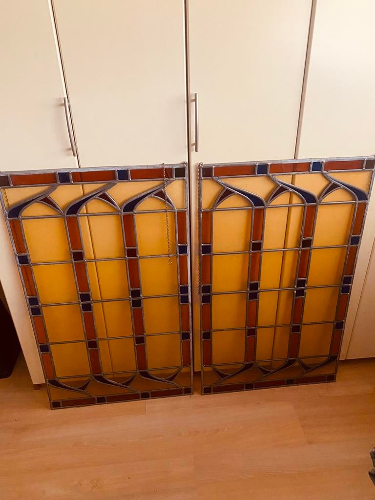 2 mooie glas in lood panelen, Doe-het-zelf en Verbouw, Glas en Ramen, Ophalen of Verzenden, Zo goed als nieuw, Glas in lood, Minder dan 80 cm