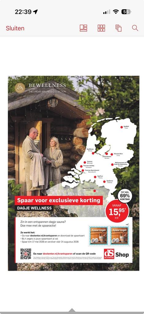 Ruilen Sauna spaarzegels Stentor - Dagje Wellness korting, Ophalen of Verzenden, Nieuw, Toebehoren