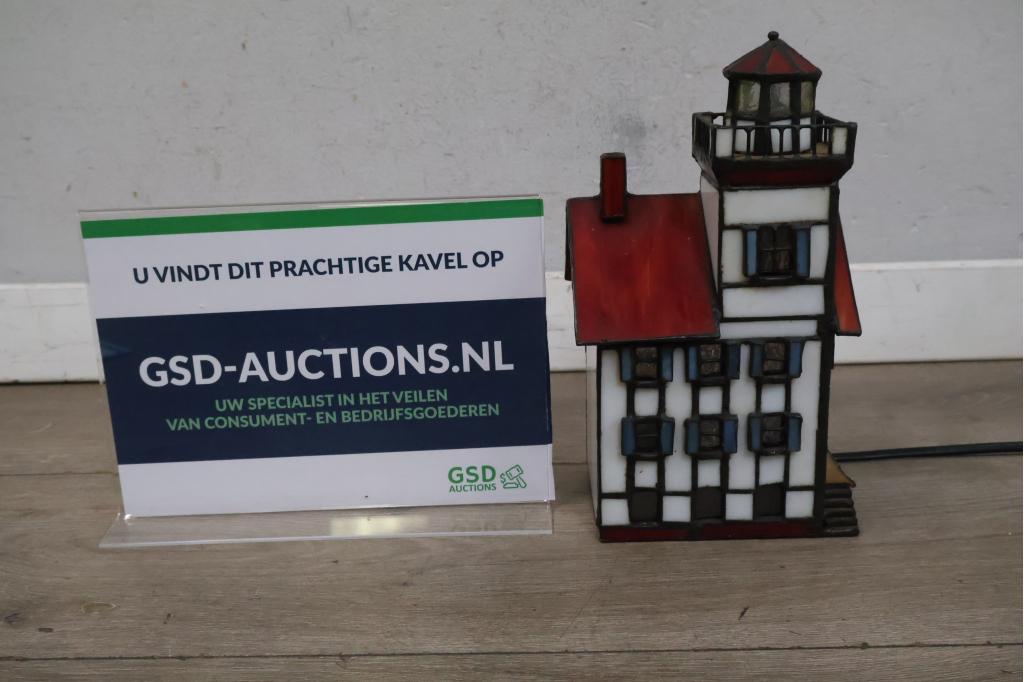 Tiffany-Stijl Vuurtoren Glas-in-Lood Lampje, Huis en Inrichting, Lampen | Tafellampen, Ophalen of Verzenden, Niet ingevuld, Niet ingevuld