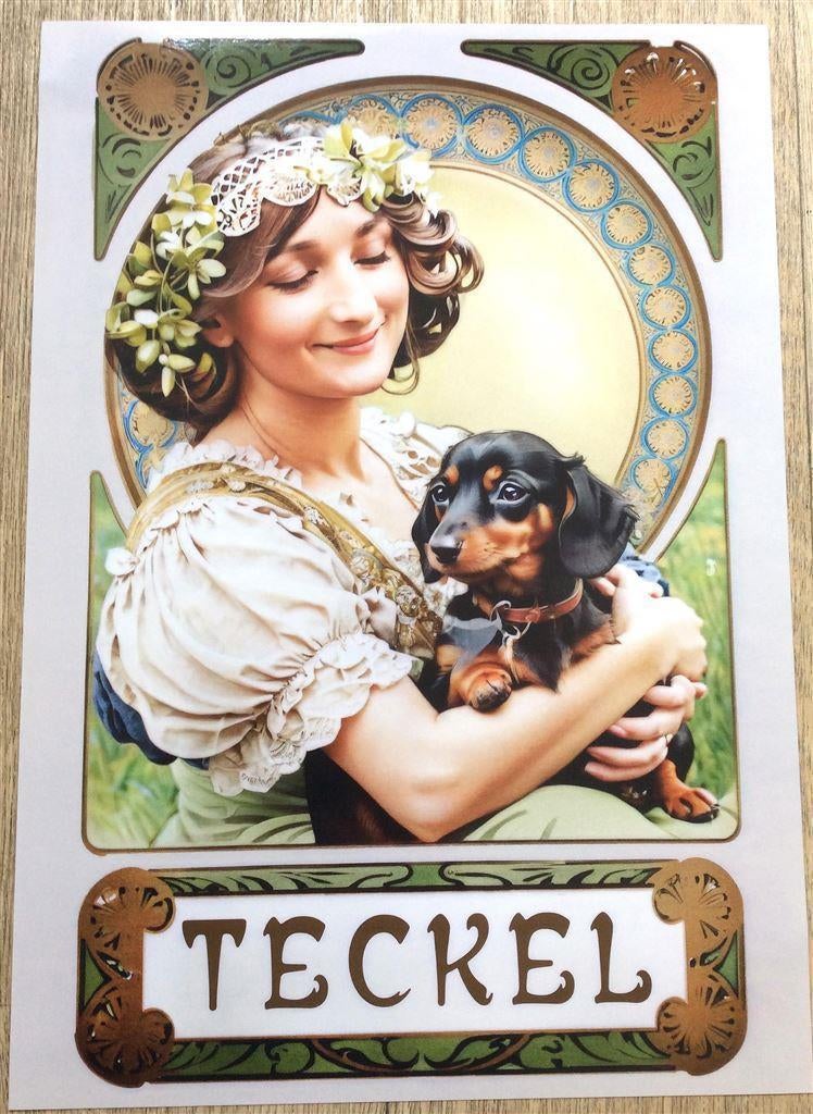 Uniek DACHSHUND TECKEL Honden Poster art nouveau, Ophalen of Verzenden, Nieuw, A1 t/m A3, Film en Tv