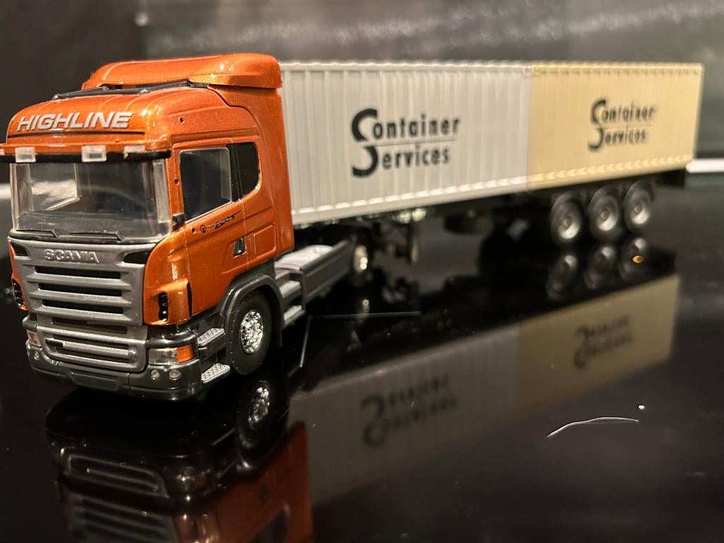 Tekno diverse containerauto's Tekno, Ophalen of Verzenden, Zo goed als nieuw, Bus of Vrachtwagen, Tekno