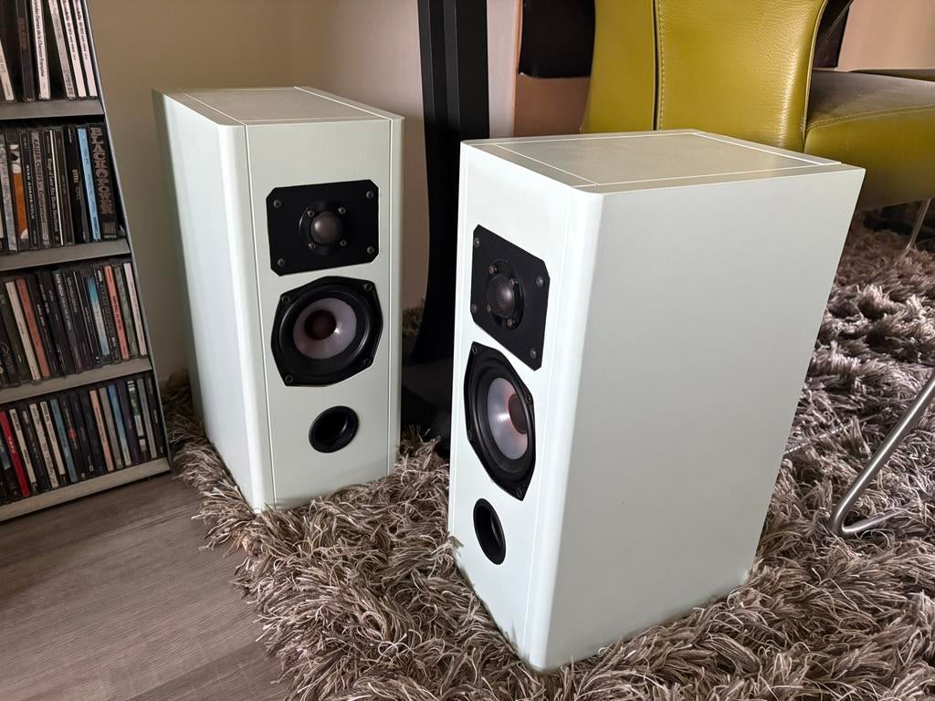 Elektuur zelfbouwluidspreker mintgroen (Harbeth woofers), Ophalen of Verzenden, 120 watt of meer, Front, Rear of Stereo speakers