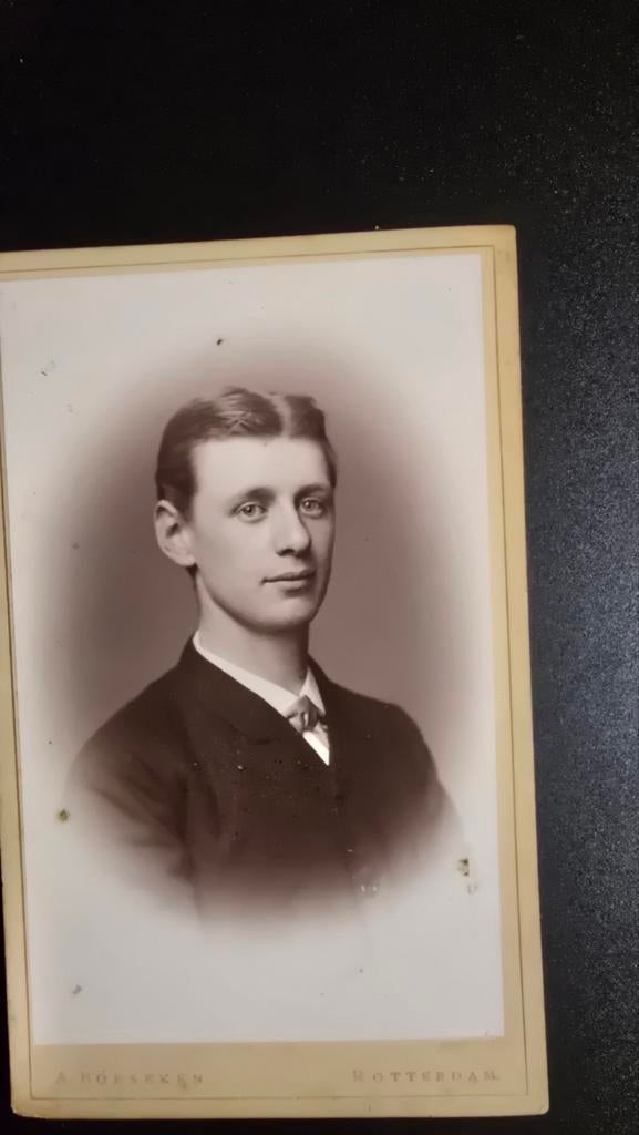 Antieke Foto Jonge Man A. Hoefseken Rotterdam, Ophalen of Verzenden