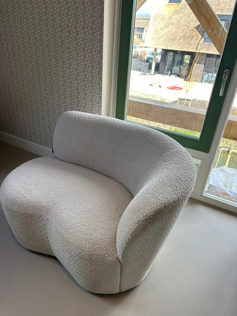 Fauteuil Stone boucle creme karwei, Ophalen, Eenpersoons, 75 tot 100 cm, Zo goed als nieuw