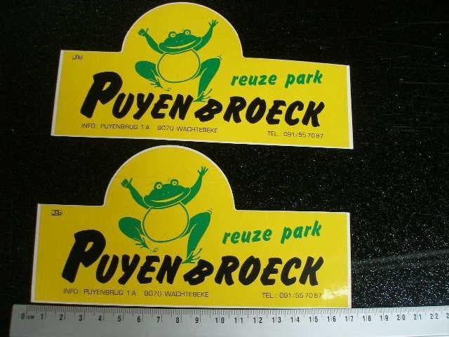 2x sticker reuze park Puyenbroeck wachtebeke logo kikker, Verzenden, Zo goed als nieuw, Bedrijf of Vereniging