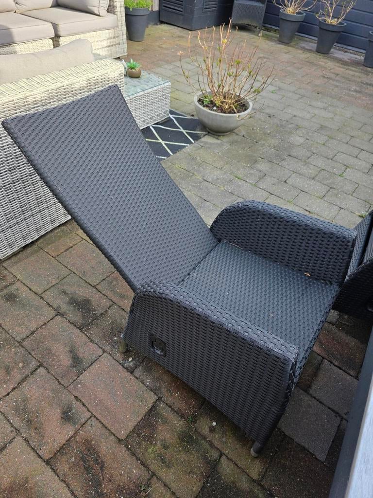 Wicker tuinstoel met verstelbare rugleuning, Gebruikt, Ophalen of Verzenden, Wicker, Stoel