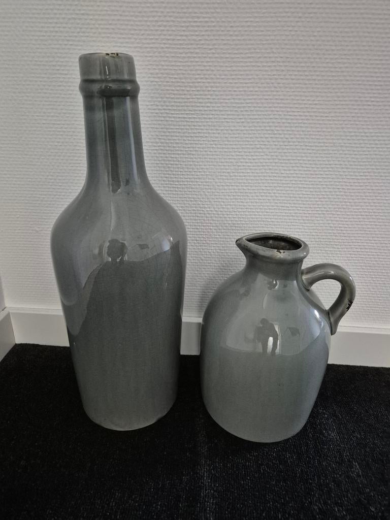 2 vazen 45 en 25 hoog, Huis en Inrichting, Overige kleuren, Ophalen of Verzenden, Minder dan 50 cm, Glas