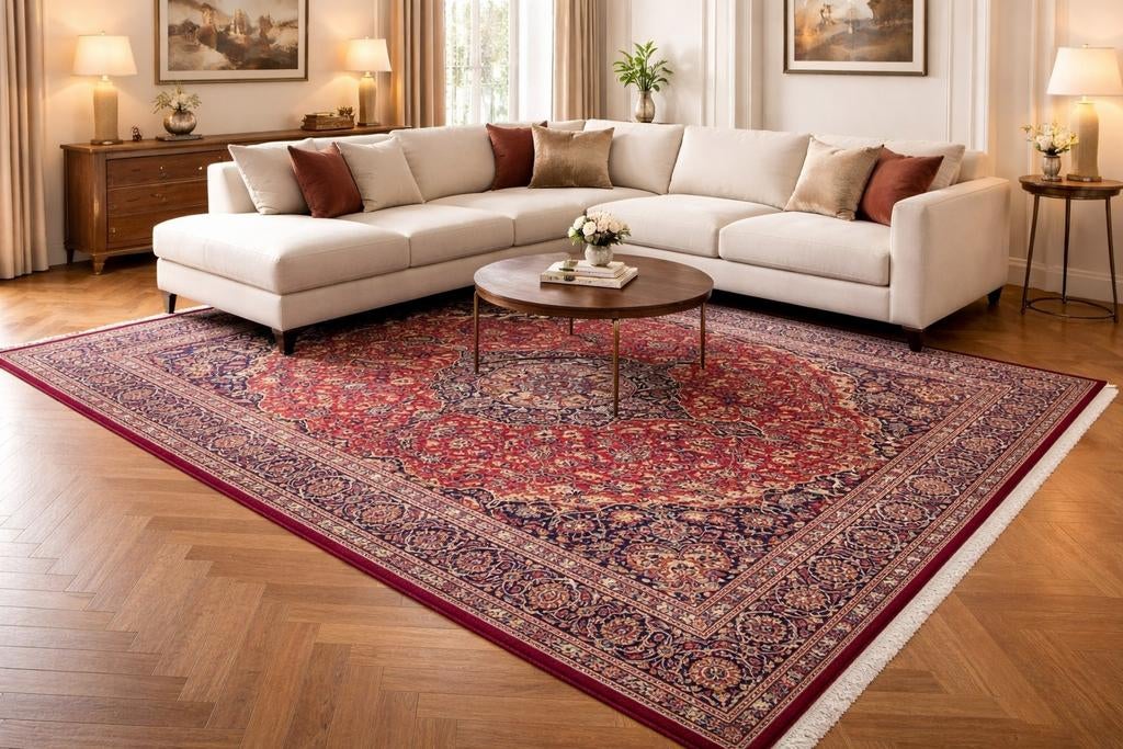 Vintage handgeknoopt perzisch tapijt kashan 400x300, Info@SlatsAntiek.nl, Perzisch, 200 cm of meer, Ophalen of Verzenden